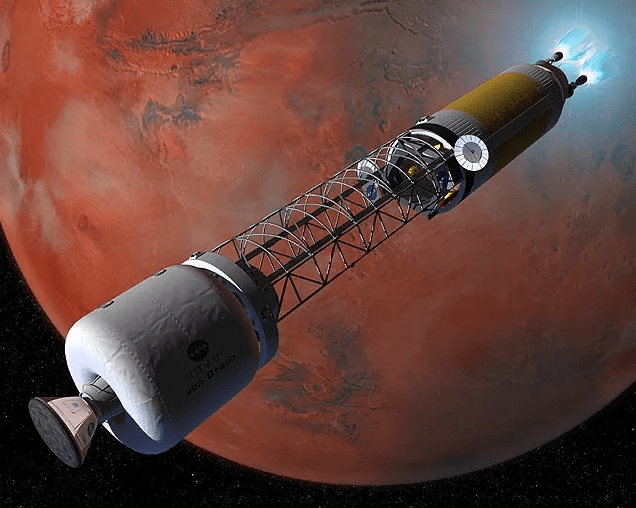 An Artistic Depiction of a Space Station Orbiting Mars